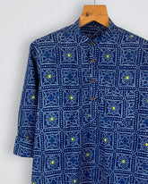 Blue Patterns – Printed Cotton Short Kurta